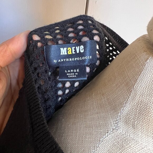 Maeve Black Mesh Long Sleeve Sweater size Large - Picture 4 of 4